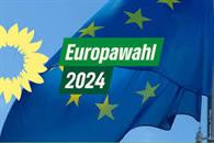 Europäische Flagge mit Schriftzug Europawahl 2024